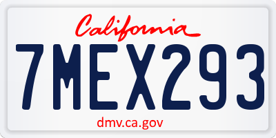 CA license plate 7MEX293