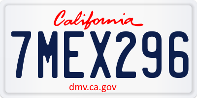 CA license plate 7MEX296