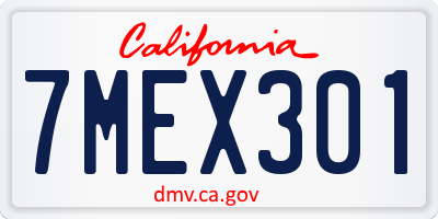 CA license plate 7MEX301