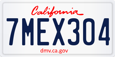 CA license plate 7MEX304