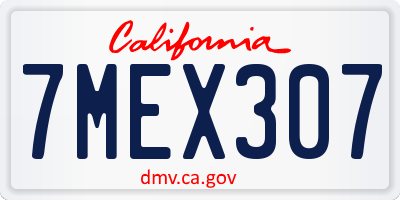 CA license plate 7MEX307