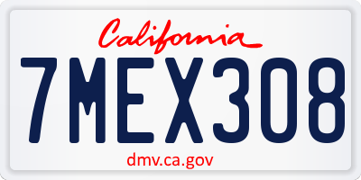 CA license plate 7MEX308