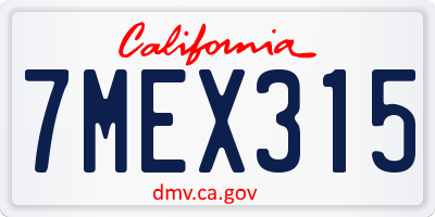 CA license plate 7MEX315