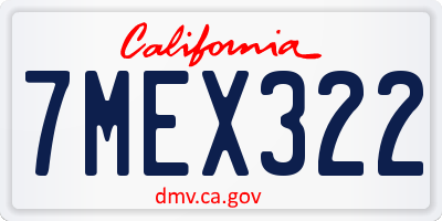 CA license plate 7MEX322