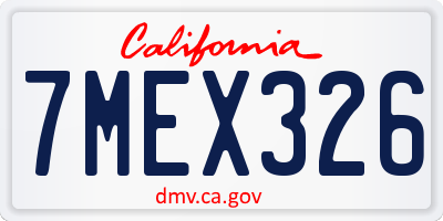 CA license plate 7MEX326