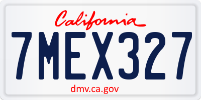 CA license plate 7MEX327