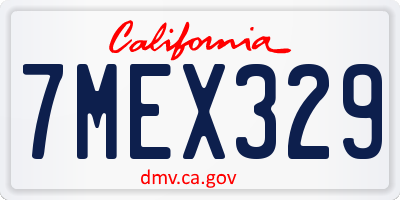 CA license plate 7MEX329