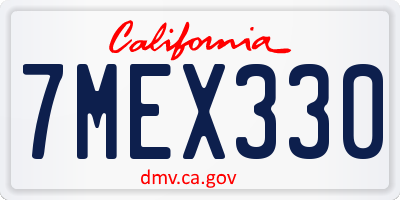 CA license plate 7MEX330