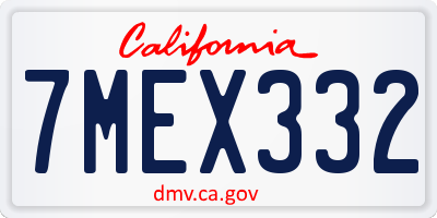 CA license plate 7MEX332