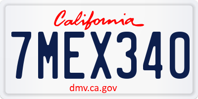 CA license plate 7MEX340