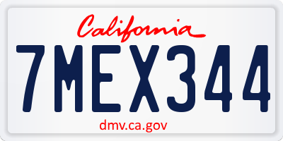 CA license plate 7MEX344