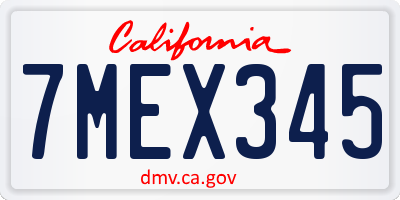 CA license plate 7MEX345