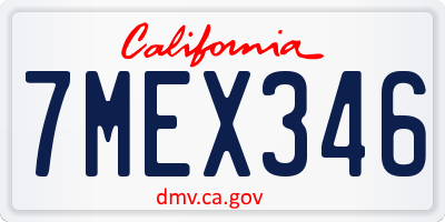CA license plate 7MEX346