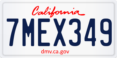 CA license plate 7MEX349