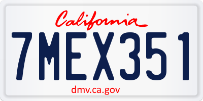 CA license plate 7MEX351