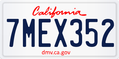 CA license plate 7MEX352