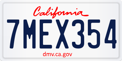 CA license plate 7MEX354