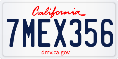 CA license plate 7MEX356