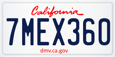 CA license plate 7MEX360