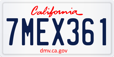 CA license plate 7MEX361