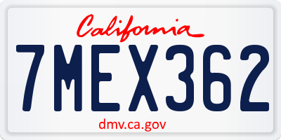 CA license plate 7MEX362
