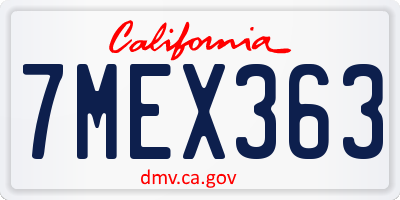 CA license plate 7MEX363