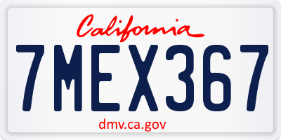 CA license plate 7MEX367