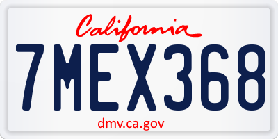 CA license plate 7MEX368