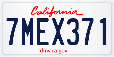 CA license plate 7MEX371