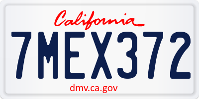 CA license plate 7MEX372