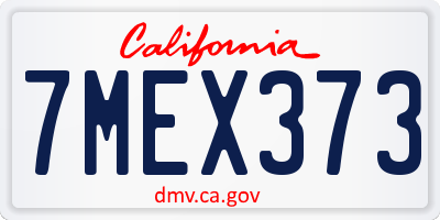CA license plate 7MEX373