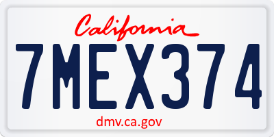 CA license plate 7MEX374