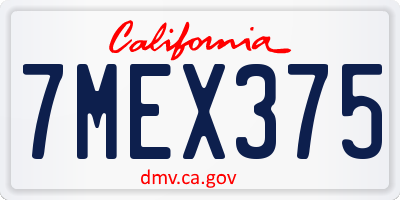 CA license plate 7MEX375