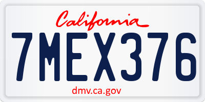 CA license plate 7MEX376