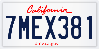 CA license plate 7MEX381