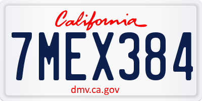 CA license plate 7MEX384
