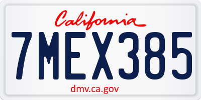 CA license plate 7MEX385