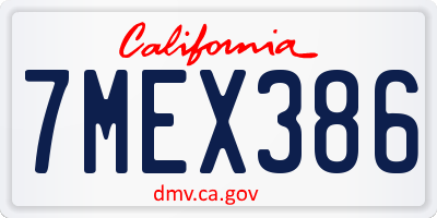 CA license plate 7MEX386