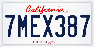 CA license plate 7MEX387