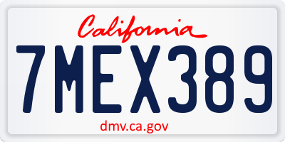 CA license plate 7MEX389