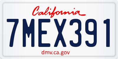 CA license plate 7MEX391