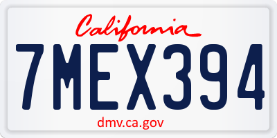 CA license plate 7MEX394