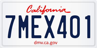 CA license plate 7MEX401