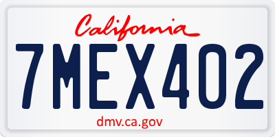 CA license plate 7MEX402