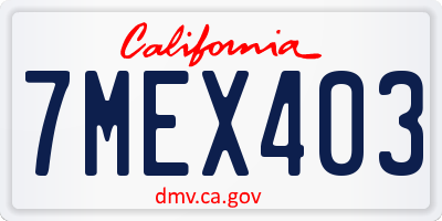 CA license plate 7MEX403