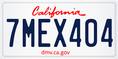 CA license plate 7MEX404