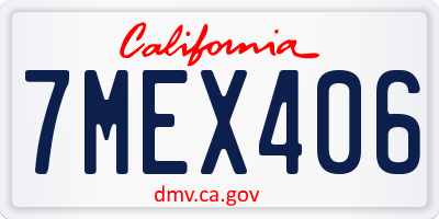 CA license plate 7MEX406