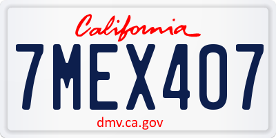 CA license plate 7MEX407