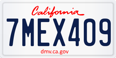 CA license plate 7MEX409