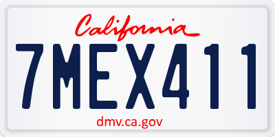 CA license plate 7MEX411